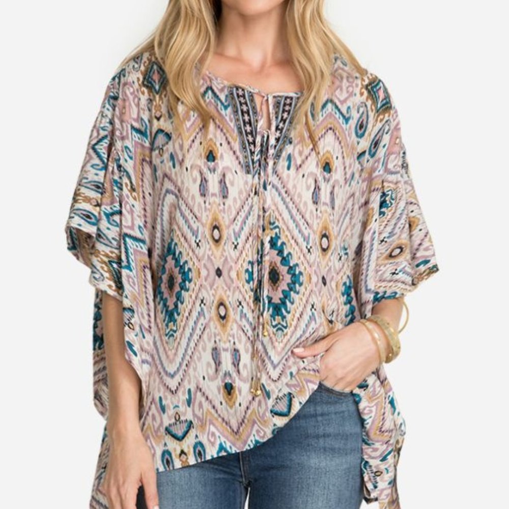 NWT Size M Johnny Was Haya Silk Poncho Top $290
